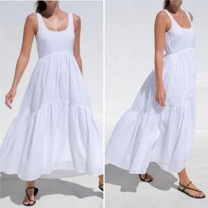 AYR The Magic Hour Tiered A Line Sleeveless Maxi Dress White Xlarge